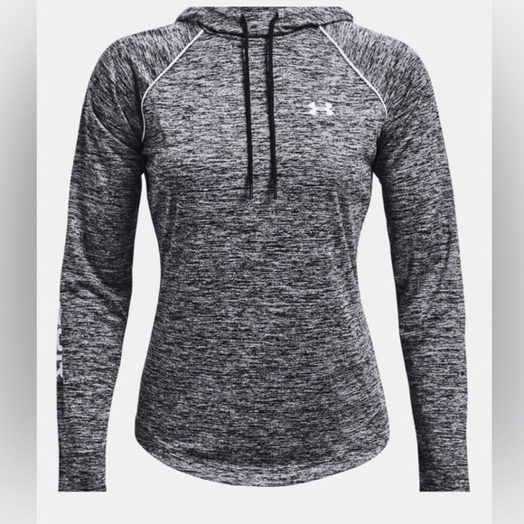 Under Armour medium UA Velocity Wordmark Hoodie heathered Gray sweatshirt EUC - Picture 3 of 12